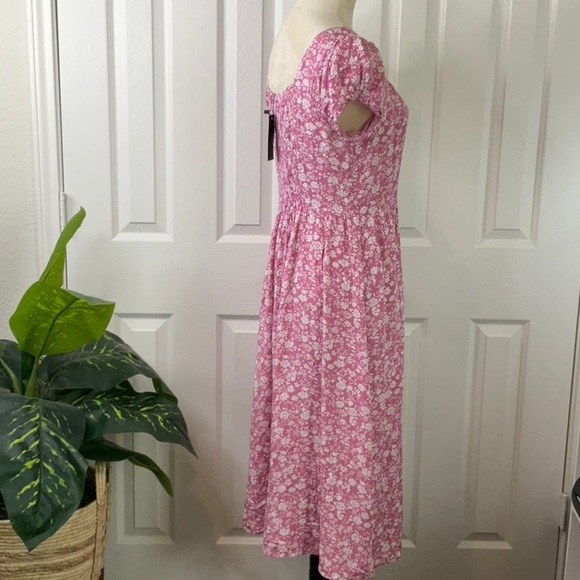 Seta T Women's Casual Floral Crew Neck Cap Sleeve Boho Flowy Midi Dress Size S - Picture 9 of 16